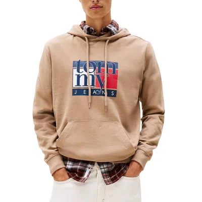 Tommy Hilfiger Jeans Beige Recycled Cotton Hoodie In Brown