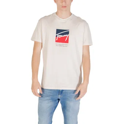 Tommy Hilfiger Jeans Beige Recycled Cotton T-shirt In Multi