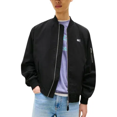 Tommy Hilfiger Jeans Black Recycled Cotton Bomber In Multi