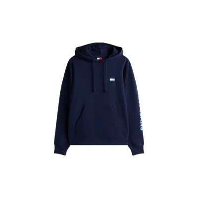 Tommy Hilfiger Jeans Blue Recycled Cotton Hoodie In Multi