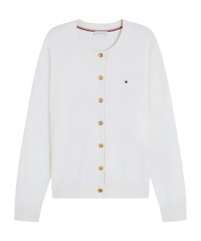 Tommy Hilfiger Jersey Crew Neck Cardigan In White