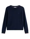 Tommy Hilfiger Dark Blue Long-sleeved Shirt With Logo In Blue