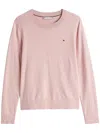 Tommy Hilfiger Pink Crewneck Sweater With Logo In Multicolor