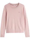 Tommy Hilfiger Pink Crewneck Sweater With Logo In Multicolor