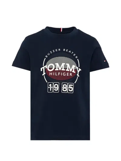 Tommy Hilfiger Junior Kids' Basketball Logo-print T-shirt In Blue