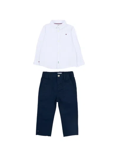 Tommy Hilfiger Junior Babies' Belt-loop Buttoned Trousers Set In Multi