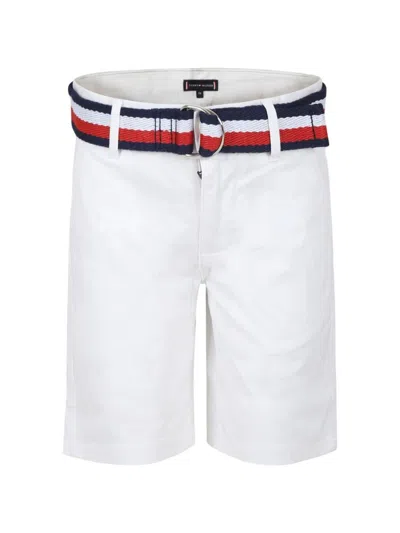 Tommy Hilfiger Junior Kids' Belted Chino Shorts In White