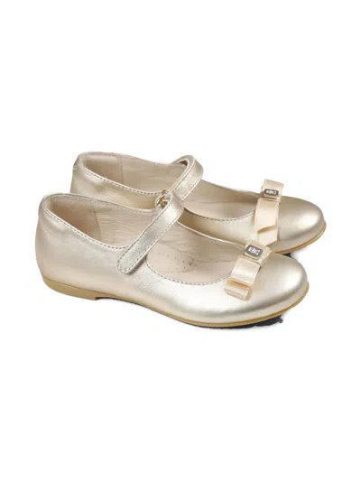Tommy Hilfiger Junior Kids' Bow-detailing Ballerinas In Gold