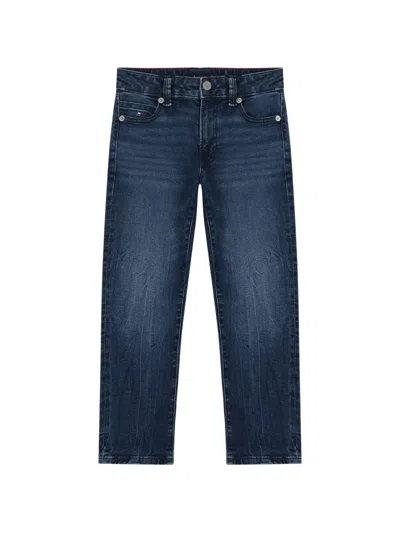 Tommy Hilfiger Junior Kids' Button-fastening Jeans In Blue