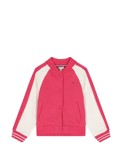 Tommy Hilfiger Junior Kids' Buttoned Bomber Jacket In Pink
