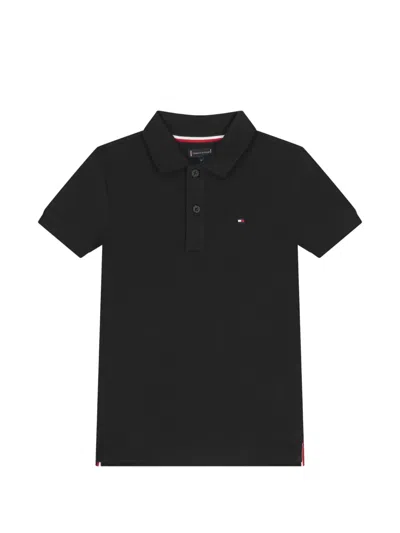 Tommy Hilfiger Junior Kids' Buttoned Pique Polo Shirt In Black