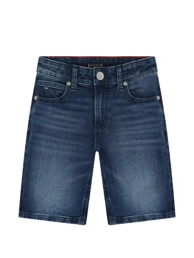 Tommy Hilfiger Junior Kids' Button-fastening Denim Shorts In Blue