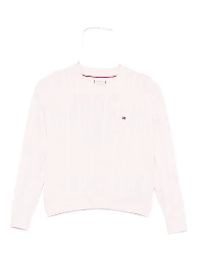 Tommy Hilfiger Junior Kids' Cable-knit Cotton Sweater In Pink