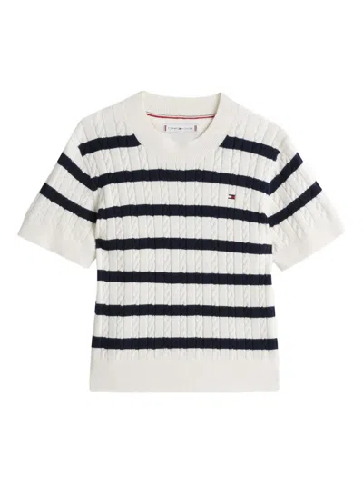 Tommy Hilfiger Junior Kids' Cable-knit Jumper In White