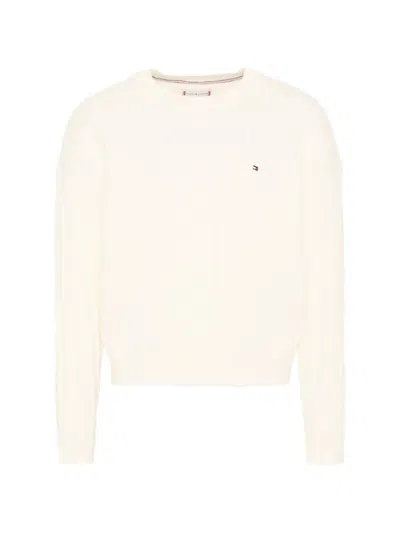 Tommy Hilfiger Junior Kids' Cable Knit Jumper In White