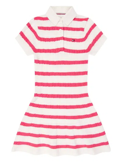 Tommy Hilfiger Junior Kids' Cable-knit Polo Dress In 粉色