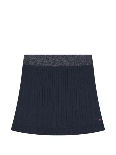 Tommy Hilfiger Junior Kids' Cable-knit Skirt In Blue