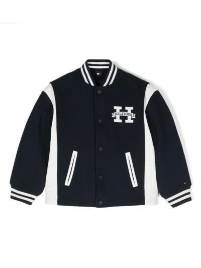 Tommy Hilfiger Junior Kids' Colour-block Bomber Jacket In 蓝色