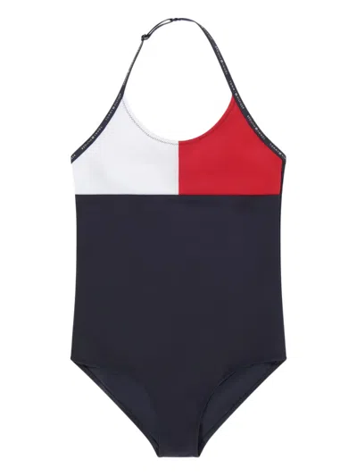 Tommy Hilfiger Junior Kids' Colour-block Swimsuit In Blue