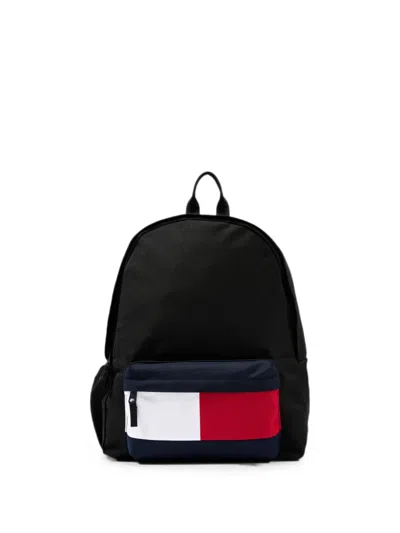 Tommy Hilfiger Junior Kids' Colour-block Front-zip Backpack In Black