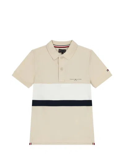 Tommy Hilfiger Junior Kids' Colour-block Polo Shirt In Neutral