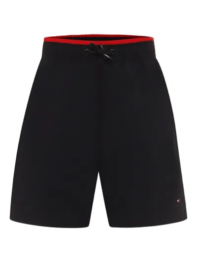 Tommy Hilfiger Junior Kids' Contrasting-trim Swim Shorts In Black