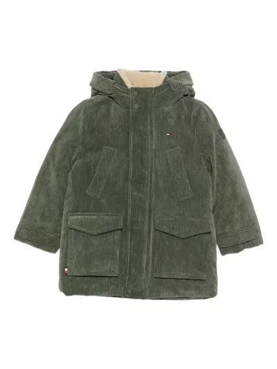 Tommy Hilfiger Junior Kids' Corduroy Hooded Jacket In Green