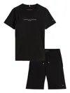 Tommy Hilfiger Junior Cotton-blend Shorts (set Of Two) In 黑色
