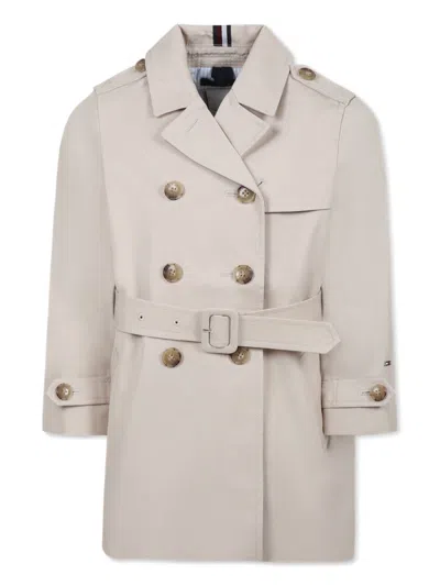 Tommy Hilfiger Junior Kids' Cotton Trench Coat In Neutrals