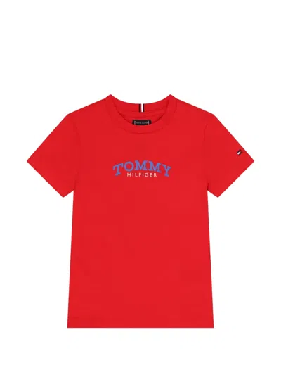 Tommy Hilfiger Junior Kids' Crew-neck Logo T-shirt In Red
