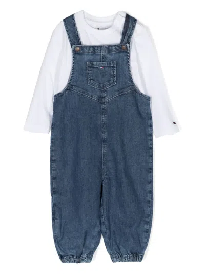 Tommy Hilfiger Junior Babies' Denim Dungarees And T-shirt Set In Blue