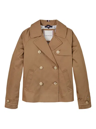 Tommy Hilfiger Junior Kids' Double-breasted Jacket In Brown