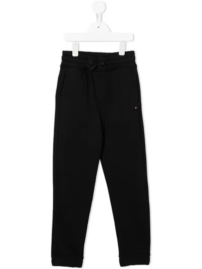 Tommy Hilfiger Junior Kids' Drawstring Cotton Track Pants In Black