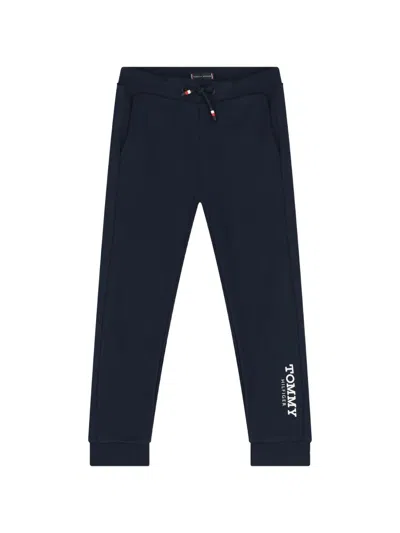 Tommy Hilfiger Junior Kids' Drawstring Logo-detail Tracksuit Bottons In Blue