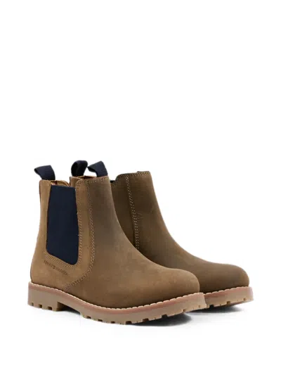 Tommy Hilfiger Junior Kids' Elasticated-panel Leather Ankle Boots In Brown