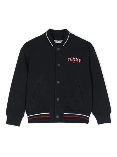 Tommy Hilfiger Junior Kids' Embroidered-logo Bomber Jacket In Blue