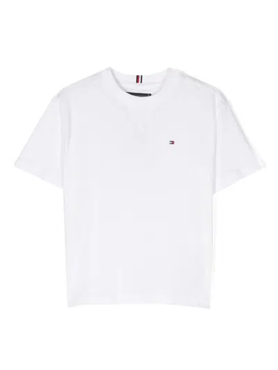 Tommy Hilfiger Junior Kids' Embroidered Logo Cotton T-shirt In White