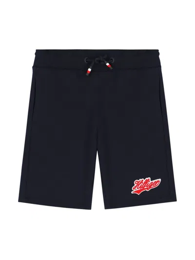 Tommy Hilfiger Junior Kids' Embroidered-logo Cotton Track Shorts In Black