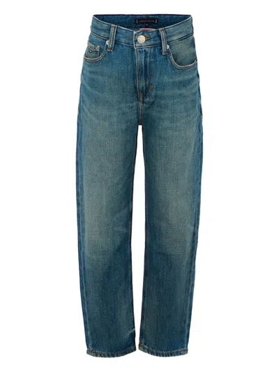 Tommy Hilfiger Junior Kids' Embroidered-logo Jeans In Blue
