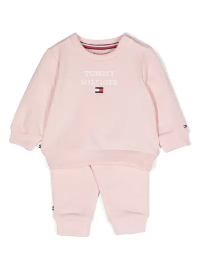 Tommy Hilfiger Junior Babies' Embroidered-logo Jersey Tracksuit Set In Pink