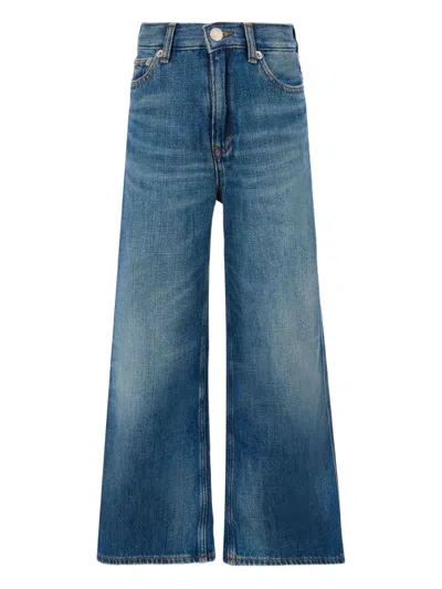 Tommy Hilfiger Junior Kids' Embroidered-logo-patch Jeans In Blue
