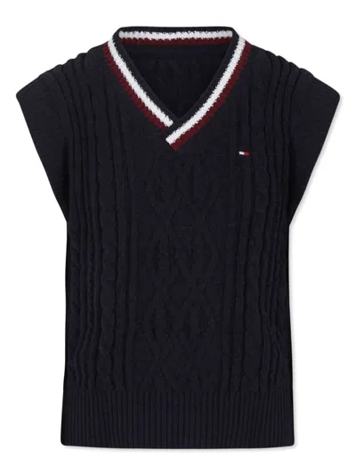 Tommy Hilfiger Junior Kids' Embroidered-logo Pullover In Blue