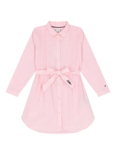 Tommy Hilfiger Junior Kids' Embroidered-logo Shirt Dress In Pink