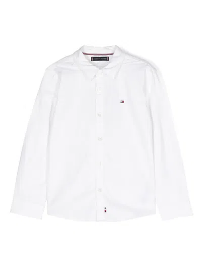 Tommy Hilfiger Junior Kids' Embroidered-logo Shirt In White