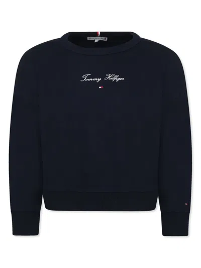 Tommy Hilfiger Junior Kids' Embroidered-logo Sweater In Blue