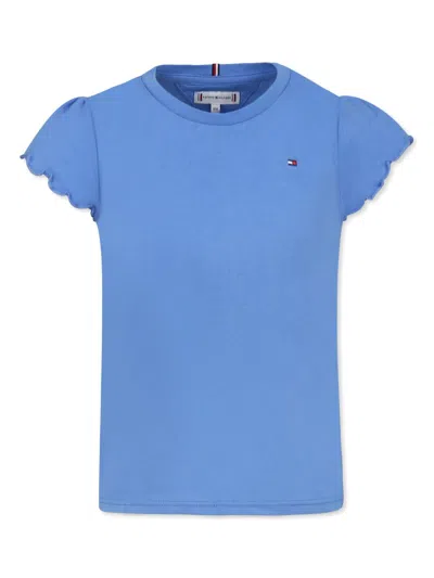 Tommy Hilfiger Junior Kids' Embroidered-logo T-shirt In Blue