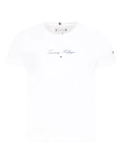 Tommy Hilfiger Junior Kids' Embroidered-logo T-shirt In White