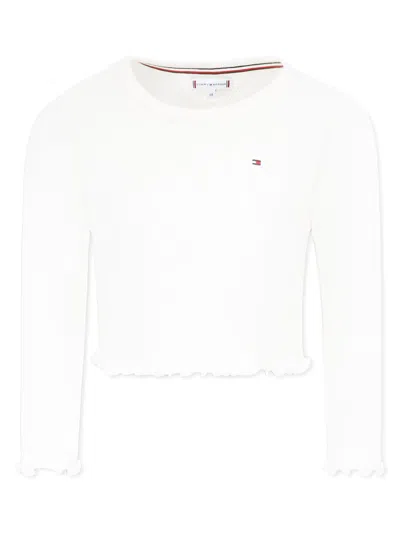 Tommy Hilfiger Junior Kids' Embroidered-logo T-shirt In White