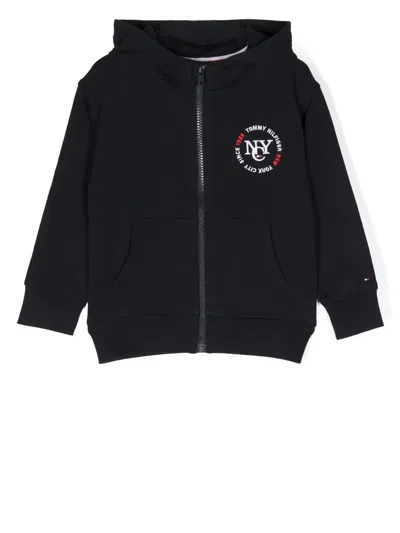 Tommy Hilfiger Junior Kids' Embroidered-logo Zip-up Hoodie In Blue