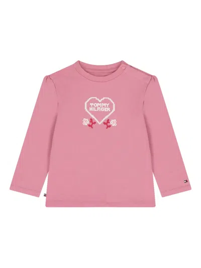 Tommy Hilfiger Junior Babies' Embroidered Long-sleeve Top In Brown